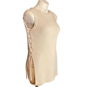 Cupcakes and Cashmere Women's cable Knit Tunic Sweater gromet details Vest S